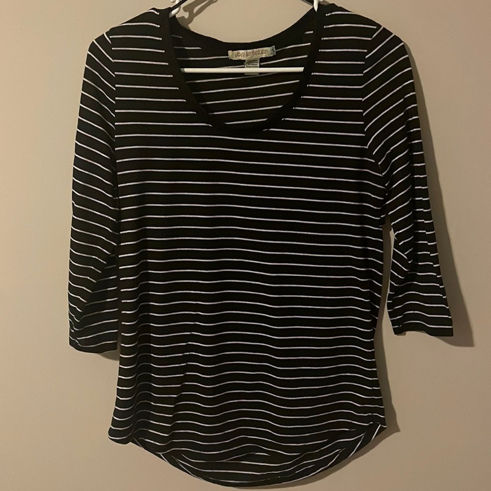 Love by Design Slit Open Back Stripe T-Shirt